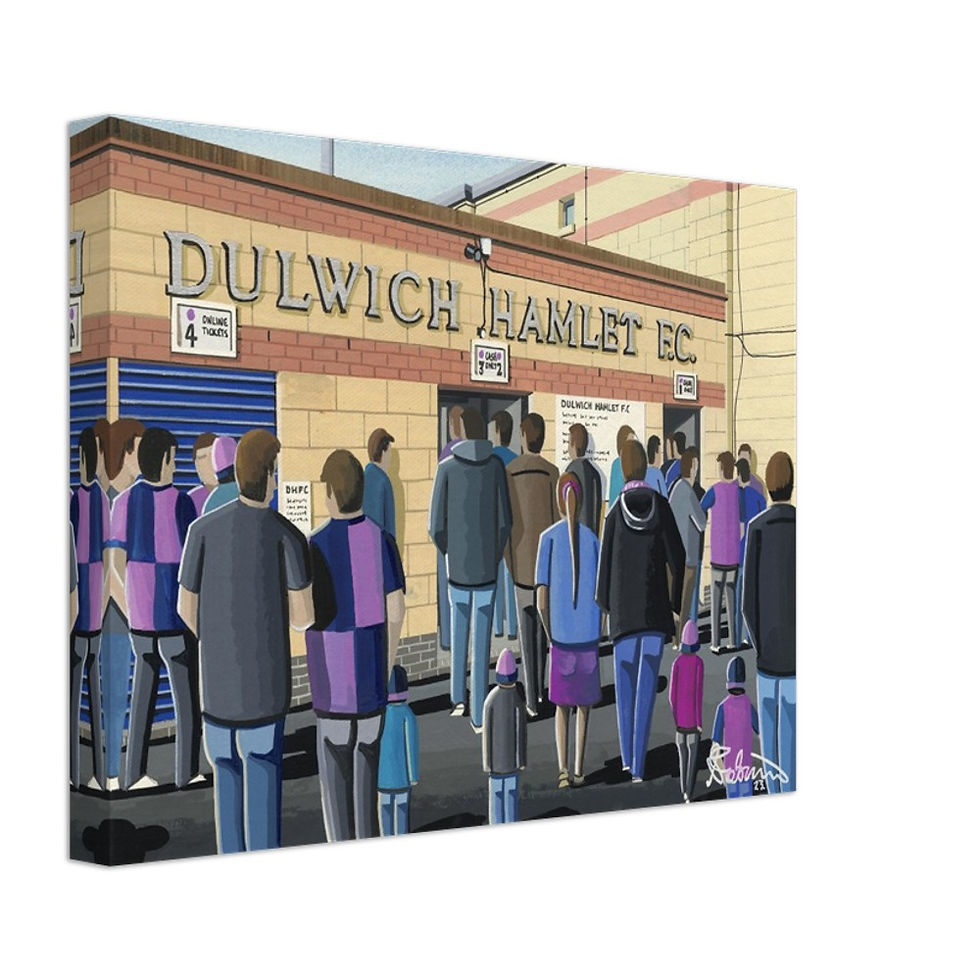 Thumbnail: Dulwich Hamlet F.C Football Stadium  By Artist Andrew Robinson andrewrobinsonart.com, Andrew Robinson art .Framed Fine Art Prints, Posters, Canvas Prints, Framed canvas prints, Ceramic Mugs etc sport, football, rugby, NFL