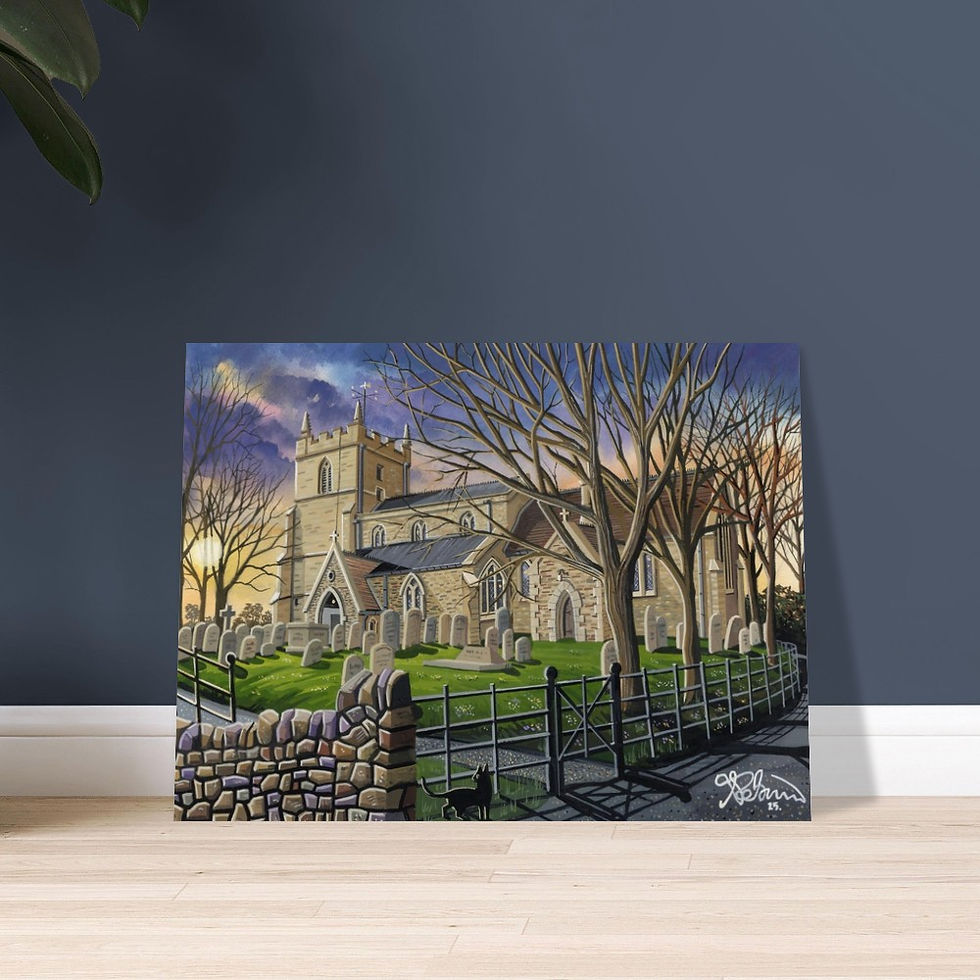 Thumbnail: Holywell Church Cambridgeshire, Poster. Landscape Art Gift. Museum Quality Paper