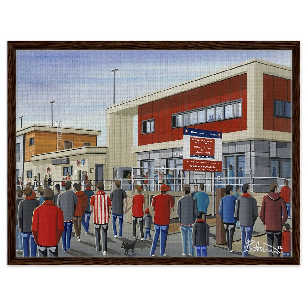 Thumbnail: Dorking Wanderers Fc Meadowbank Football Stadium By Artist Andrew Robinson andrewrobinsonart.com, framed Fine Art Prints Posters, Canvas Prints, Ceramic Mugs etc
