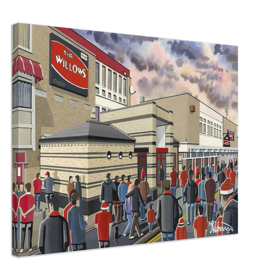 Thumbnail: Salford Red Devils Rugby League Stadium  By Artist Andrew Robinson andrewrobinsonart.com, Andrew Robinson art .Framed Fine Art Prints, Posters, Canvas Prints, Framed canvas prints, Ceramic Mugs etc sport, football, rugby, NFL