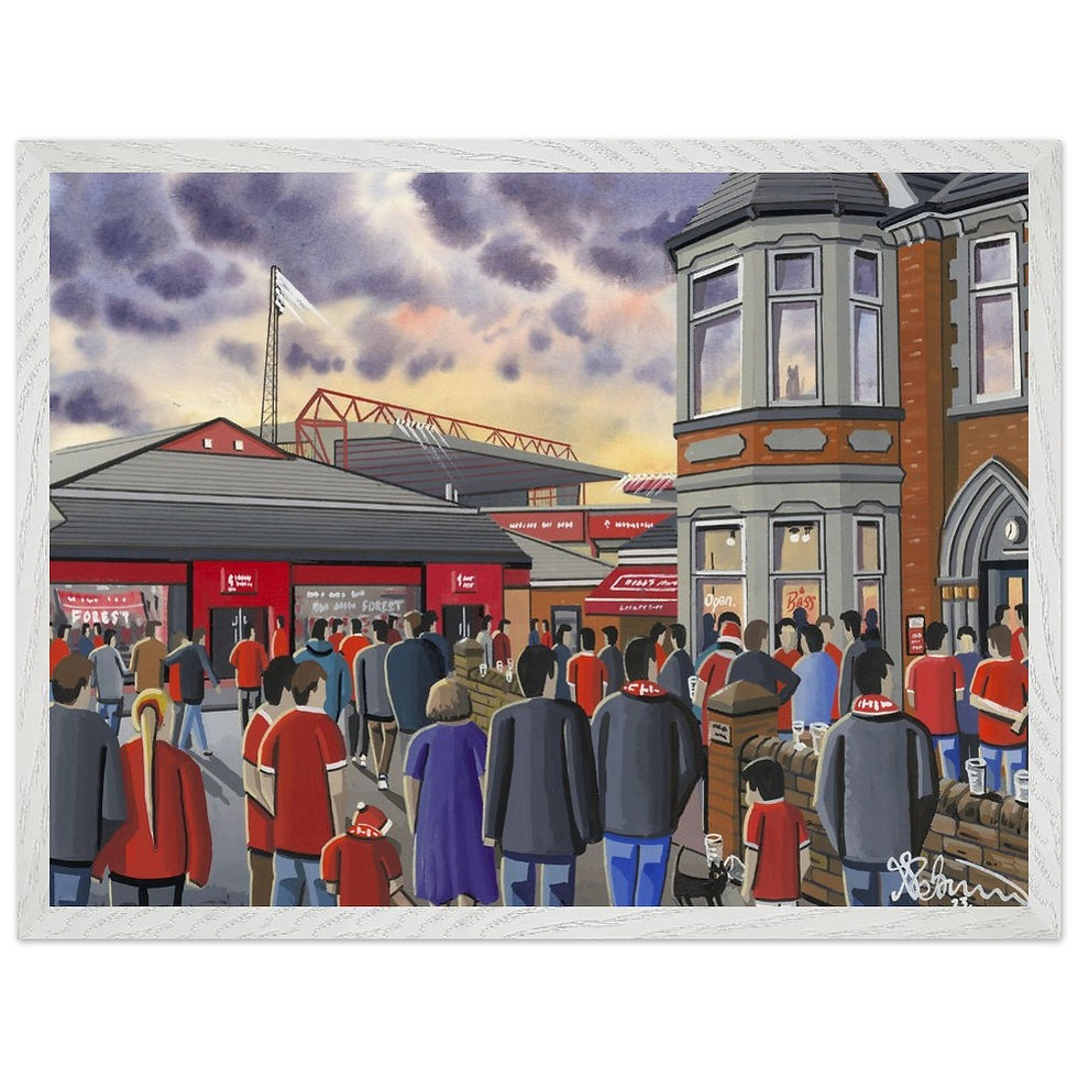 Thumbnail:  Nottingham Forest FC City Ground football stadium By Artist Andrew Robinson andrewrobinsonart.com, Andrew Robinson art .Framed Fine Art Prints, Posters, Canvas Prints, Framed canvas prints, Ceramic Mugs etc sport, football, rugby, NFL