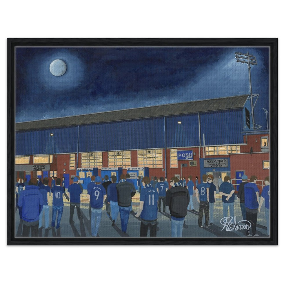 Peterborough United F.C London Road Football Stadium By Artist Andrew Robinson andrewrobinsonart.com, framed Fine Art aPrints
Posters, Canvas Prints, Ceramic Mugs etc