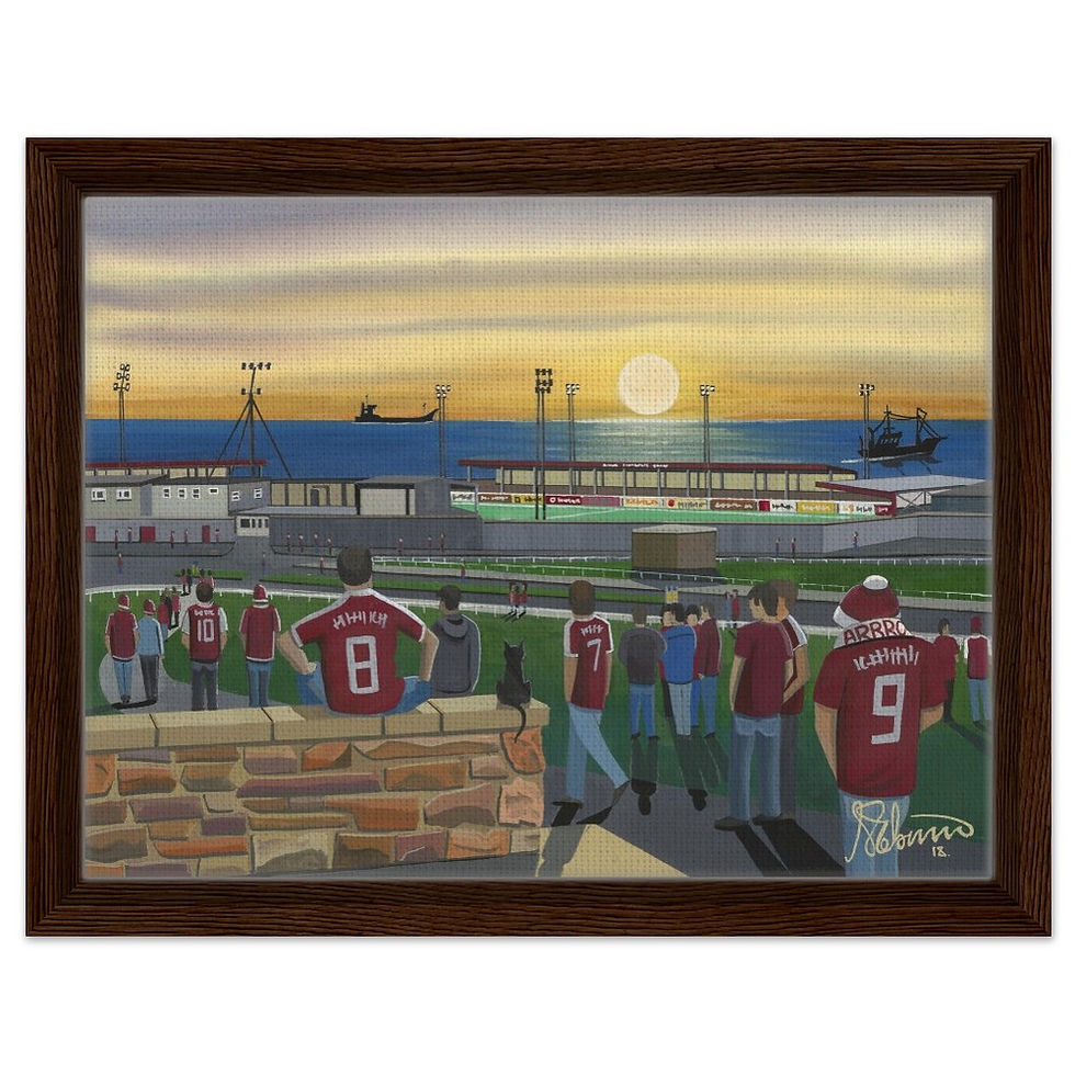Thumbnail: Arbroath F.C Gayfield Park Stadium. Football Framed Canvas Print. Ceramic Mugs, Fine Art Prints and posters etc By Artist Andrew Robinson. andrewrobinsonart.com