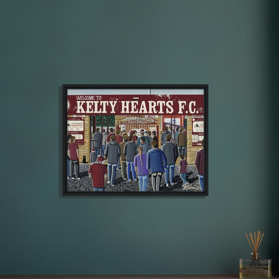 Thumbnail: Kelty Hearts F.C New Central Park  Football Stadium By Artist Andrew Robinson andrewrobinsonart.com, framed Fine Art Prints Posters, Canvas Prints, Ceramic Mugs etc
