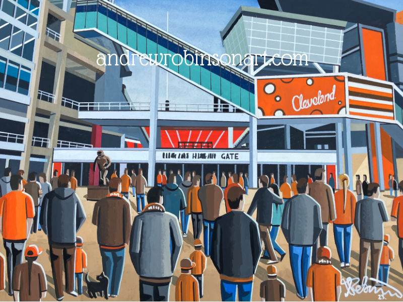 Cleveland browns  prints American Football NFL Stadium Scene By Artist Andrew Robinson. andrewrobinsonart.com