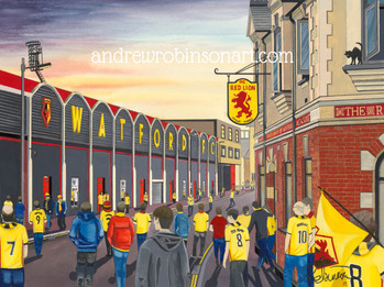 watford fc vicarage road stadium andrewrobinsonart andrew robinson artist football art print