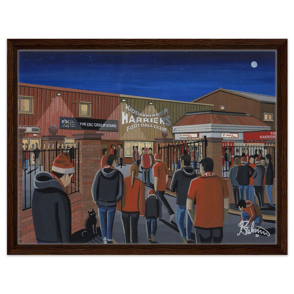 Thumbnail: Kidderminster Harriers F.C Aggborough Football Stadium By Artist Andrew Robinson andrewrobinsonart.com, framed Fine Art Prints Posters, Canvas Prints, Ceramic Mugs etc