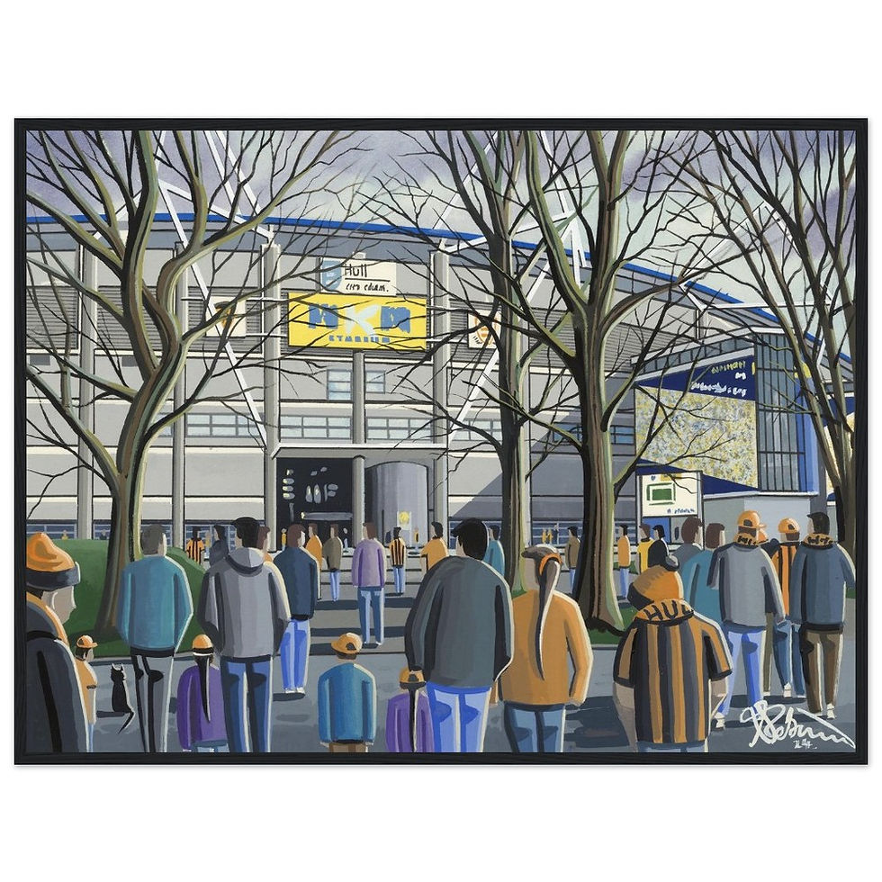 Hull City, MKM Stadium By Artist Andrew Robinson, Framed Fine Art Prints, Posters, Canvas Prints, Framed canvas prints, Ceramic Mugs. andrewrobinsonart.com