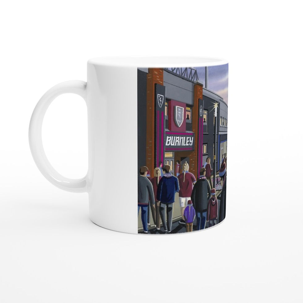 Thumbnail: Burnley FC, Football 11oz Ceramic Mug. Stadium Art Gift. andrewrobinsonart.com