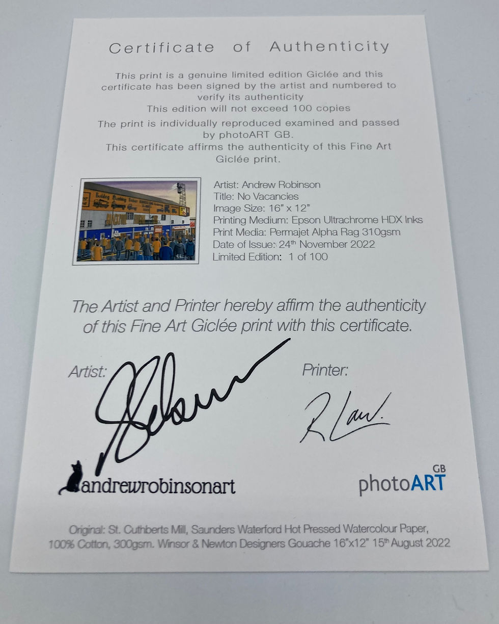 Thumbnail: Blackpool FC Bloomfield Road Football Stadium Scene by artist Andrew Robinson andrewrobinsonart.com. Limited Edition Available in fine art print