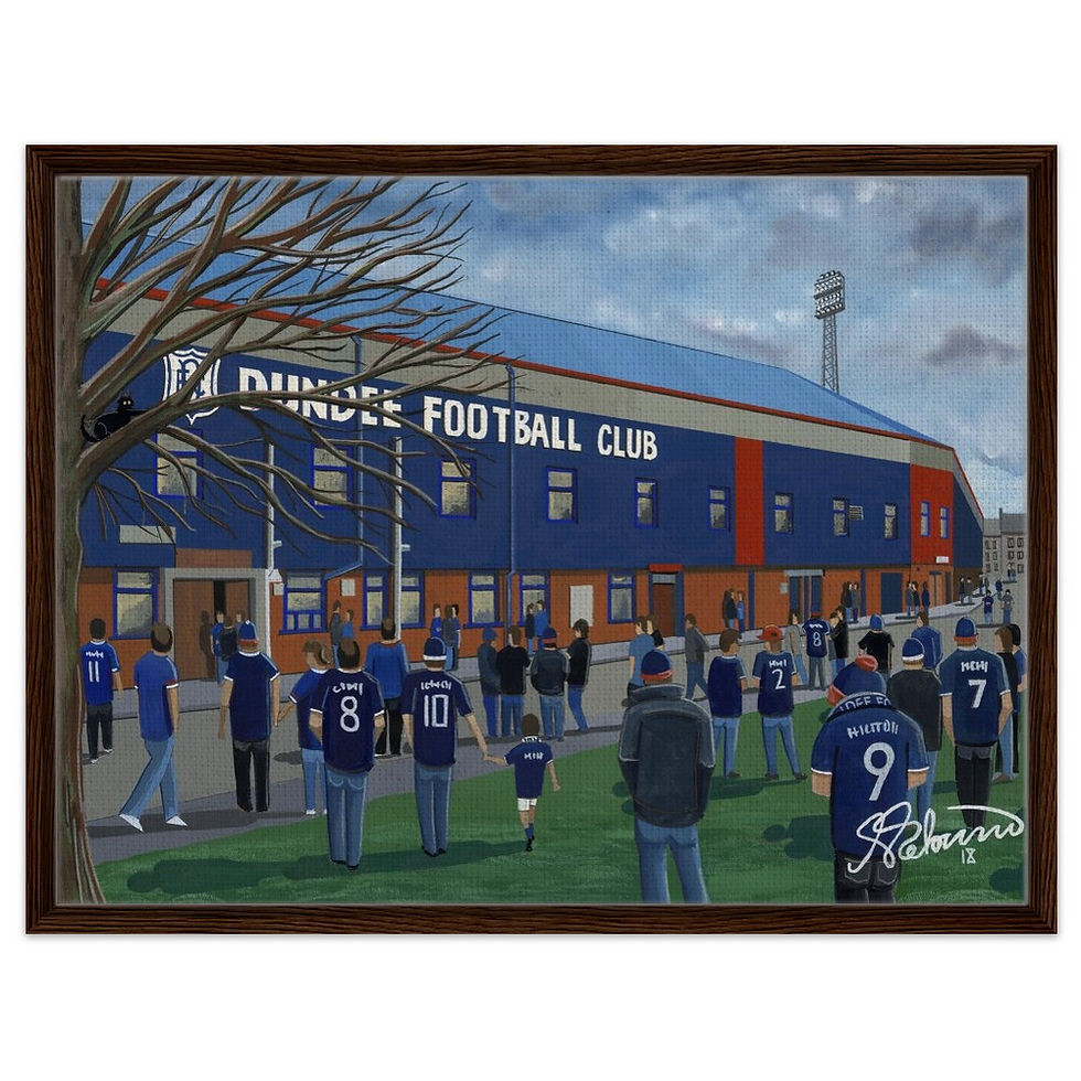 Thumbnail: Dundee F.C Dens Park  Football Stadium By Artist Andrew Robinson andrewrobinsonart.com, framed Fine Art Prints Posters, Canvas Prints, Ceramic Mugs etc