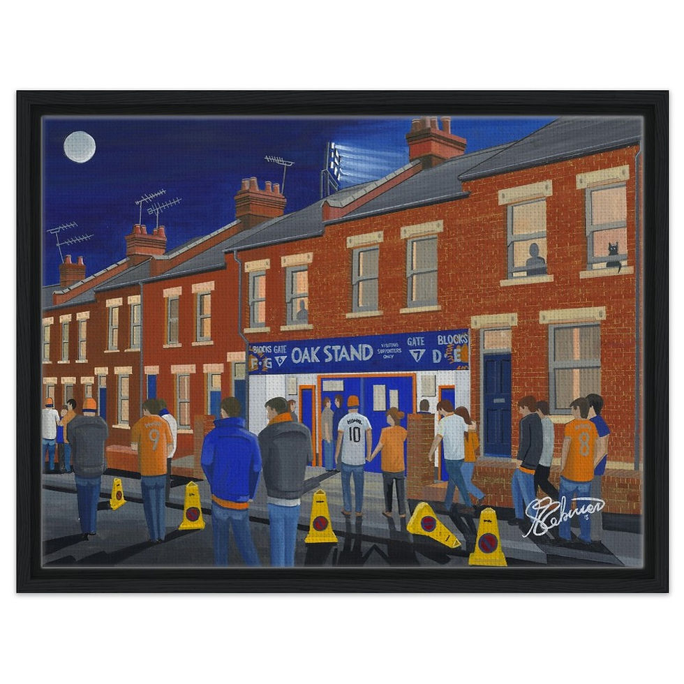 Luton Town F.C Kenilworth Road Football Stadium By Artist Andrew Robinson andrewrobinsonart.com, framed Fine Art Prints Posters, Canvas Prints, Ceramic Mugs etc