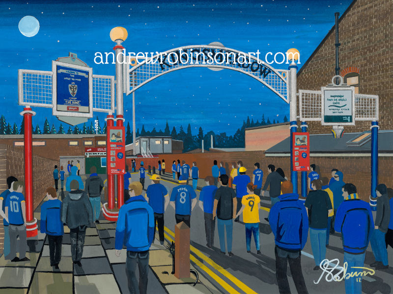 Thumbnail: AFC Wimbledon Kingsmeadow football stadium. Ready to hang framed & mounted Utd United art print. Ideal wall art football club F.C memorabilia gift for birthdays, Christmas, Father’s Day. Perfect addition to any home or office. By artist Andrew Robinson.