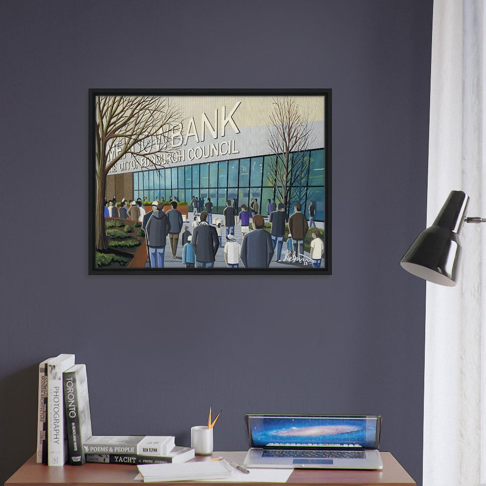 Thumbnail: Edinburgh City F.c Meadowbank  Football Stadium By Artist Andrew Robinson andrewrobinsonart.com, framed Fine Art Prints Posters, Canvas Prints, Ceramic Mugs etc