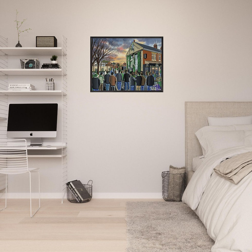 Thumbnail: Blyth Spartans FC Croft Park  Football Stadium Scene by artist Andrew Robinson andrewrobinsonart.com. Available in fine art print, poster, canvas prints and mugs etc 