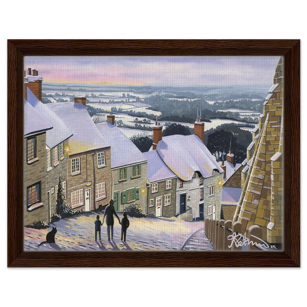 Thumbnail: Shaftsbury, Gold Hill Framed Canvas Print. Rural Landmark Wall Art