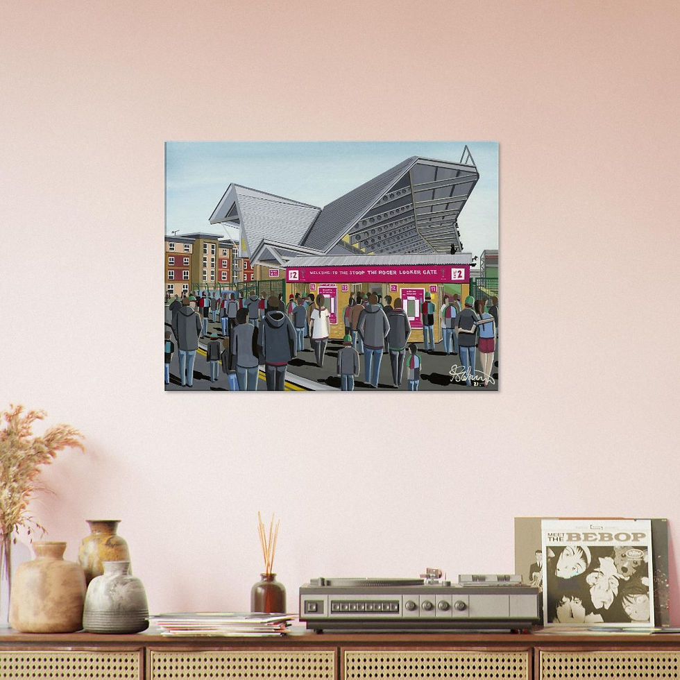 Thumbnail: Harlequins Rugby Union Stadium  By Artist Andrew Robinson andrewrobinsonart.com, Andrew Robinson art .Framed Fine Art Prints, Posters, Canvas Prints, Framed canvas prints, Ceramic Mugs etc sport, football, rugby, NFL