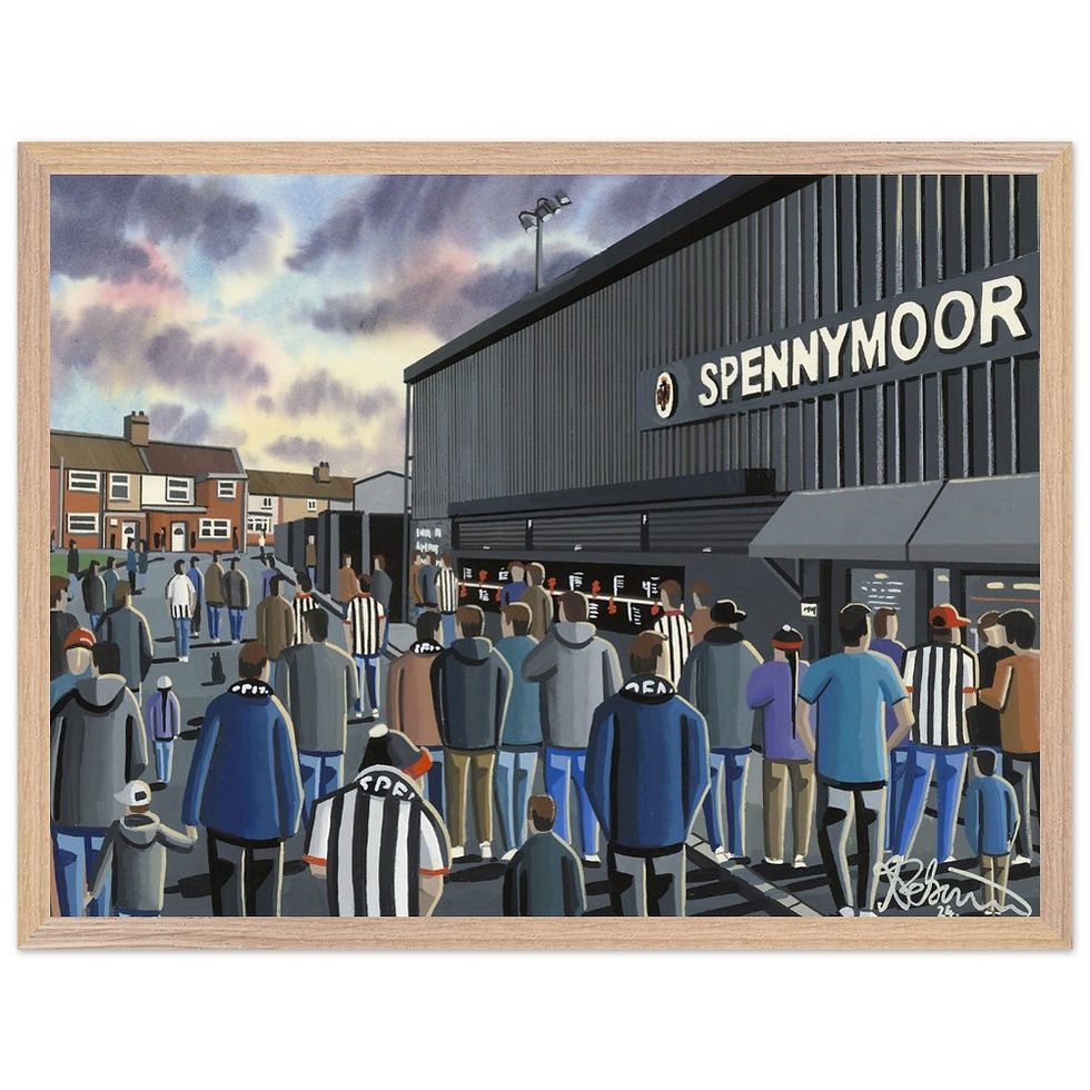 Thumbnail: Spennymoor Town F.C Brewery Field Stadium By Artist Andrew Robinson andrewrobinsonart.com, Andrew Robinson art .Framed Fine Art Prints, Posters, Canvas Prints, Framed canvas prints, Ceramic Mugs etc sport, football, rugby, NFL