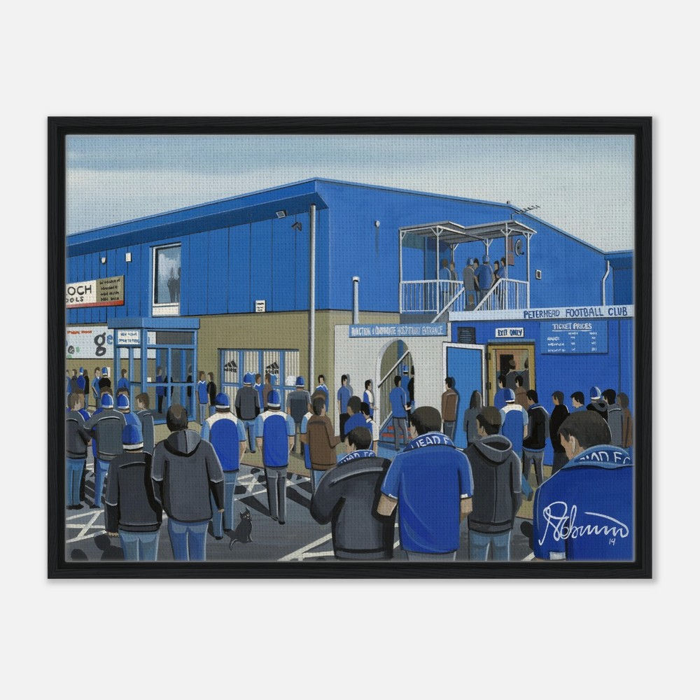 Peterhead Fc Balmoor Football Stadium By Artist Andrew Robinson andrewrobinsonart.com, framed Fine Art aPrints
Posters, Canvas Prints, Ceramic Mugs etc