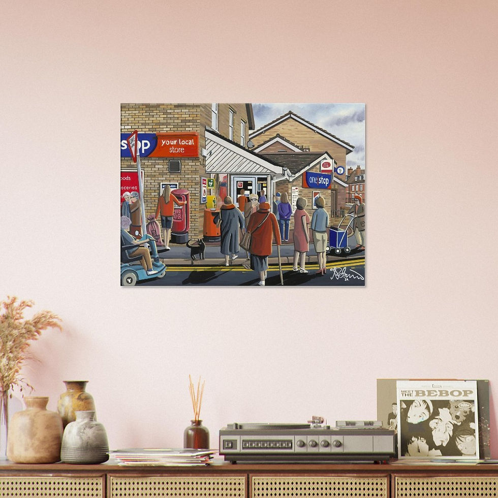 Thumbnail: Needingworth Village Shop. Canvas Print. Village Rural Scene Wall Art Gift