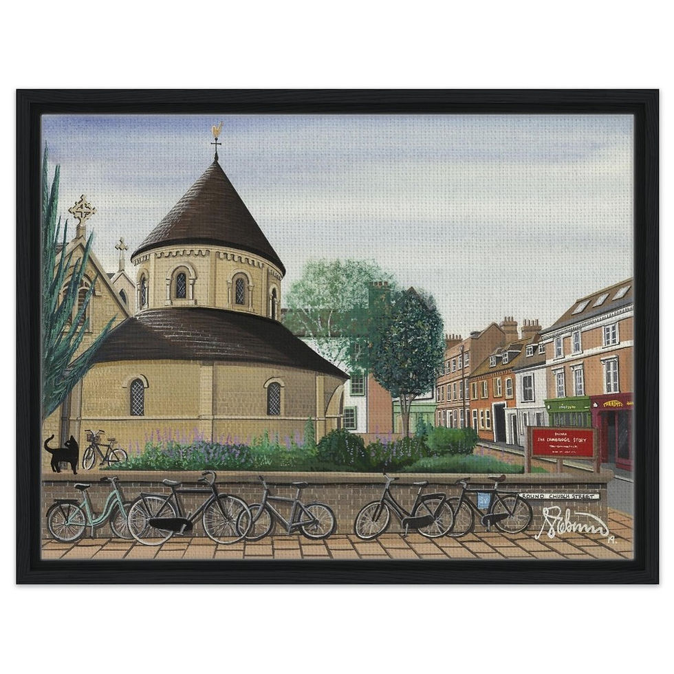 Thumbnail: Round Church, Cambridge, Cambridgeshire by artist Andrew Robinson andrewrobinsonart.com. Available in fine art print, poster, canvas prints and mugs etc