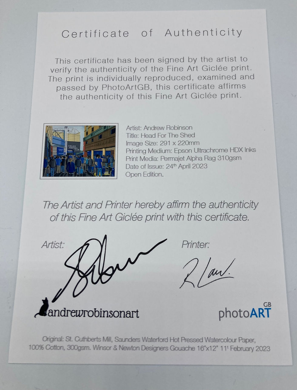 Thumbnail: Chelsea FC Stamford Bridge football stadium scene by artist Andrew Robinson andrewrobinsonart.com. Available in fine art print, poster, canvas prints and mugs etc 