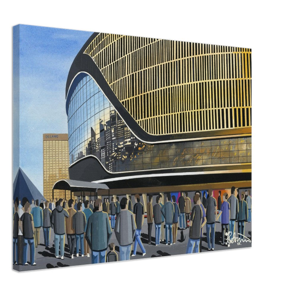 Las Vegas Raiders Stadium By Artist Andrew Robinson andrewrobinsonart.com, Andrew Robinson art .Framed Fine Art Prints, Posters, Canvas Prints, Framed canvas prints, Ceramic Mugs etc sport, football, rugby, NFL