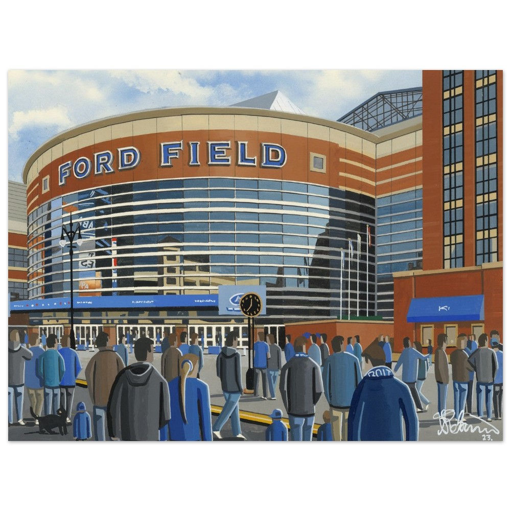Detroit lions ford field NFL art print by artist Andrew Robinson andrewrobinsonart andrewrobinsonart.com