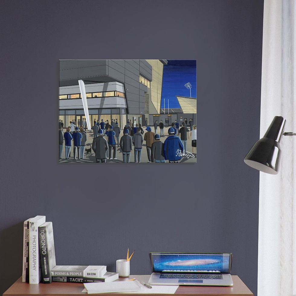 Thumbnail: Sale Sharks Rugby Union Stadium  By Artist Andrew Robinson andrewrobinsonart.com, Andrew Robinson art .Framed Fine Art Prints, Posters, Canvas Prints, Framed canvas prints, Ceramic Mugs etc sport, football, rugby, NFL