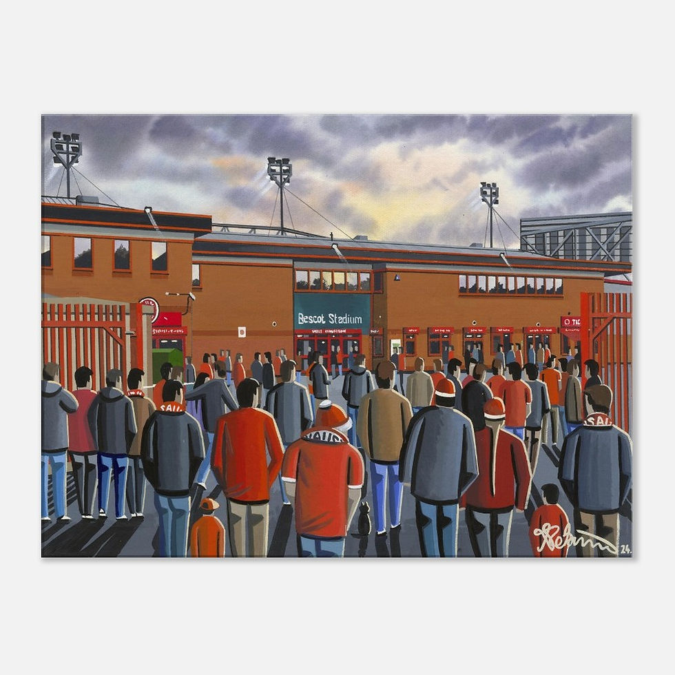 Thumbnail: Walsall FC football Stadium  By Artist Andrew Robinson andrewrobinsonart.com, Andrew Robinson art .Framed Fine Art Prints, Posters, Canvas Prints, Framed canvas prints, Ceramic Mugs etc sport, football, rugby, NFL