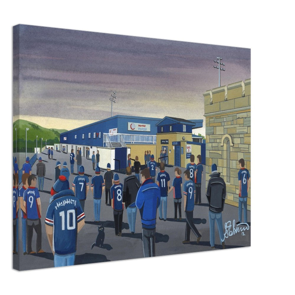 Ross County F.C, London Stadium By Artist Andrew Robinson andrewrobinsonart.com, Andrew Robinson art .Framed Fine Art Prints, Posters, Canvas Prints, Framed canvas prints, Ceramic Mugs etc sport, football, rugby, NFL