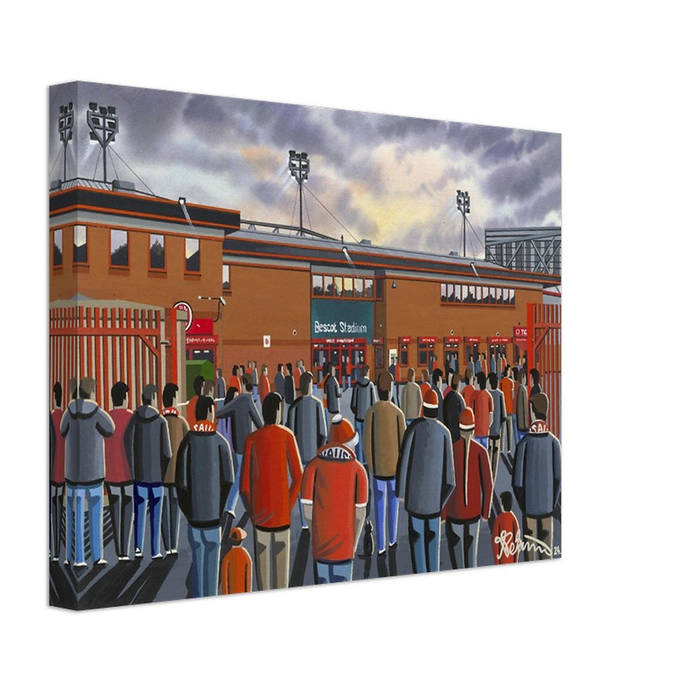 Thumbnail: Walsall FC football Stadium  By Artist Andrew Robinson andrewrobinsonart.com, Andrew Robinson art .Framed Fine Art Prints, Posters, Canvas Prints, Framed canvas prints, Ceramic Mugs etc sport, football, rugby, NFL