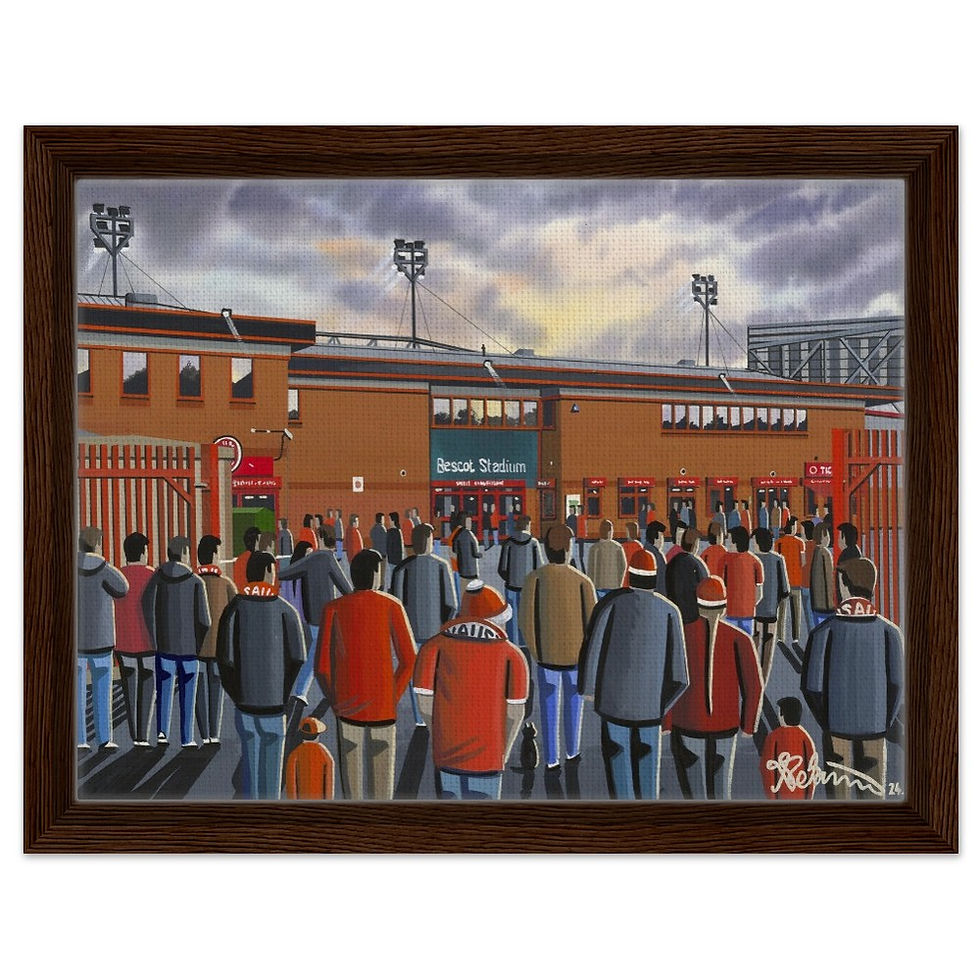 Thumbnail: Walsall F.C  Football Stadium By Artist Andrew Robinson andrewrobinsonart.com, Andrew Robinson art .Framed Fine Art Prints, Posters, Canvas Prints, Framed canvas prints, Ceramic Mugs etc sport, football, rugby, NFL