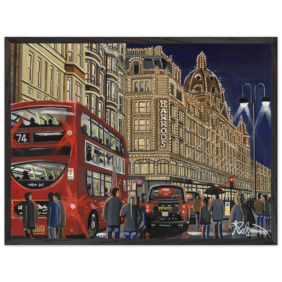 Thumbnail: London, Harrods. Cityscape Landmark Framed Art Poster. Museum Quality Paper andrewrobinsonart.com