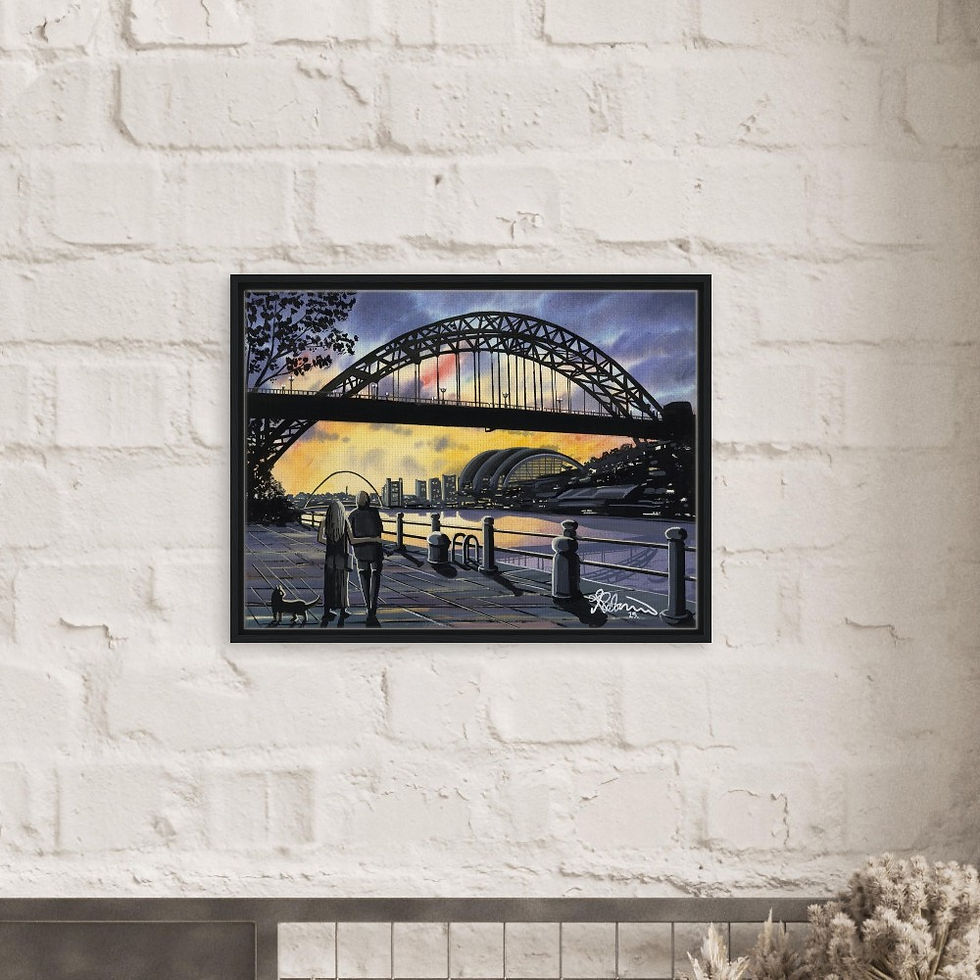 Thumbnail: Newcastle, Tyne Bridge, River Tyne Framed Canvas Print. Cityscape Landmark Art