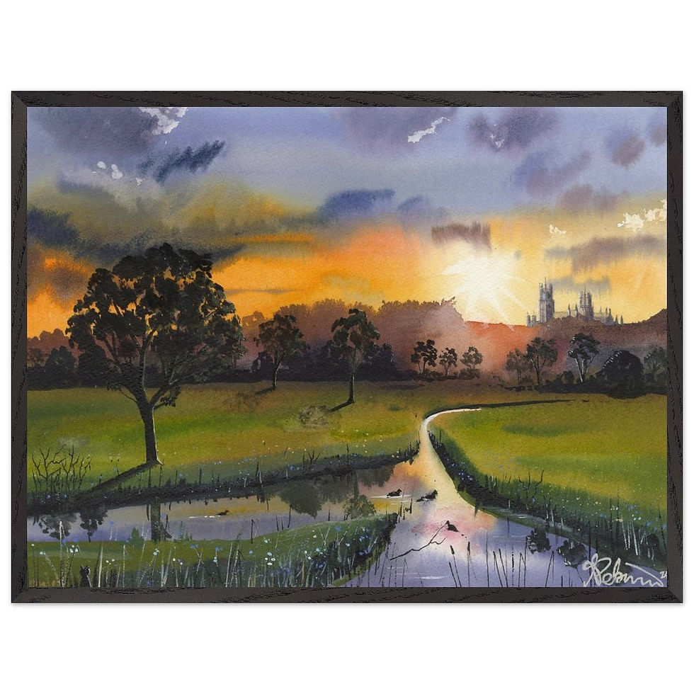 Isle of Ely Fenland scene Cambridgeshire by artist Andrew Robinson andrewrobinsonart.com. Available in fine art print, poster, canvas prints and mugs etc