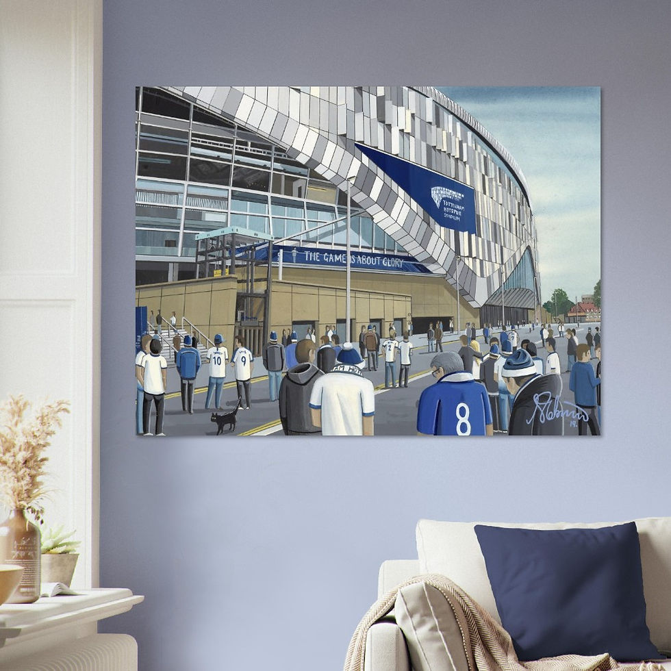Thumbnail: Tottenham Hotspur FC Football Stadium Scene by artist Andrew Robinson andrewrobinsonart.com. Available in fine art print, poster, canvas prints and mugs etc 