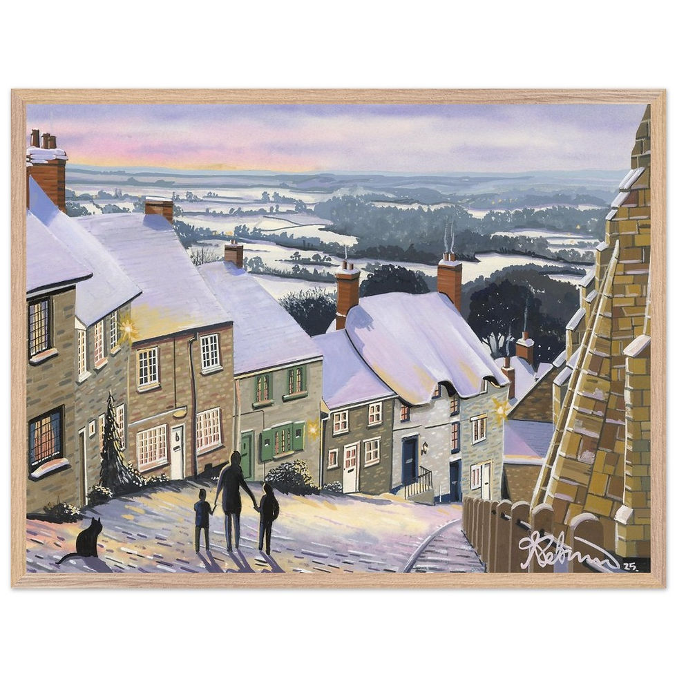 Thumbnail: Shaftsbury Gold Hill Rural Landmark Framed Wall Art Poster. Museum Quality Paper
