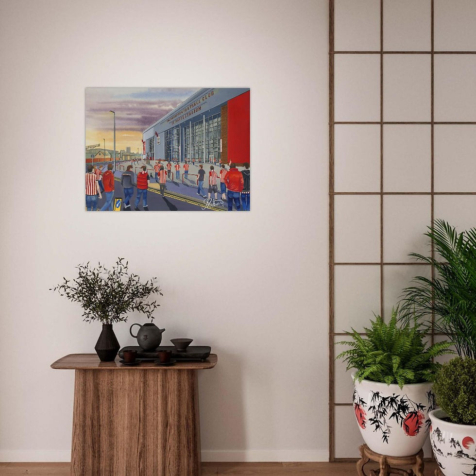 Thumbnail: Southampton FC St Marys football stadium scene by artist Andrew Robinson andrewrobinsonart.com. Available in fine art print, poster, canvas prints and mugs etc 
