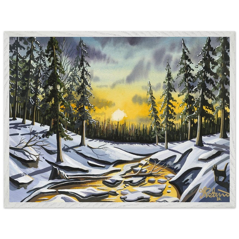 Thumbnail: “Snow Glow” Cambridgeshire snow winter scene by artist Andrew Robinson andrewrobinsonart.com. Available in fine art print, poster, canvas prints and mugs etc