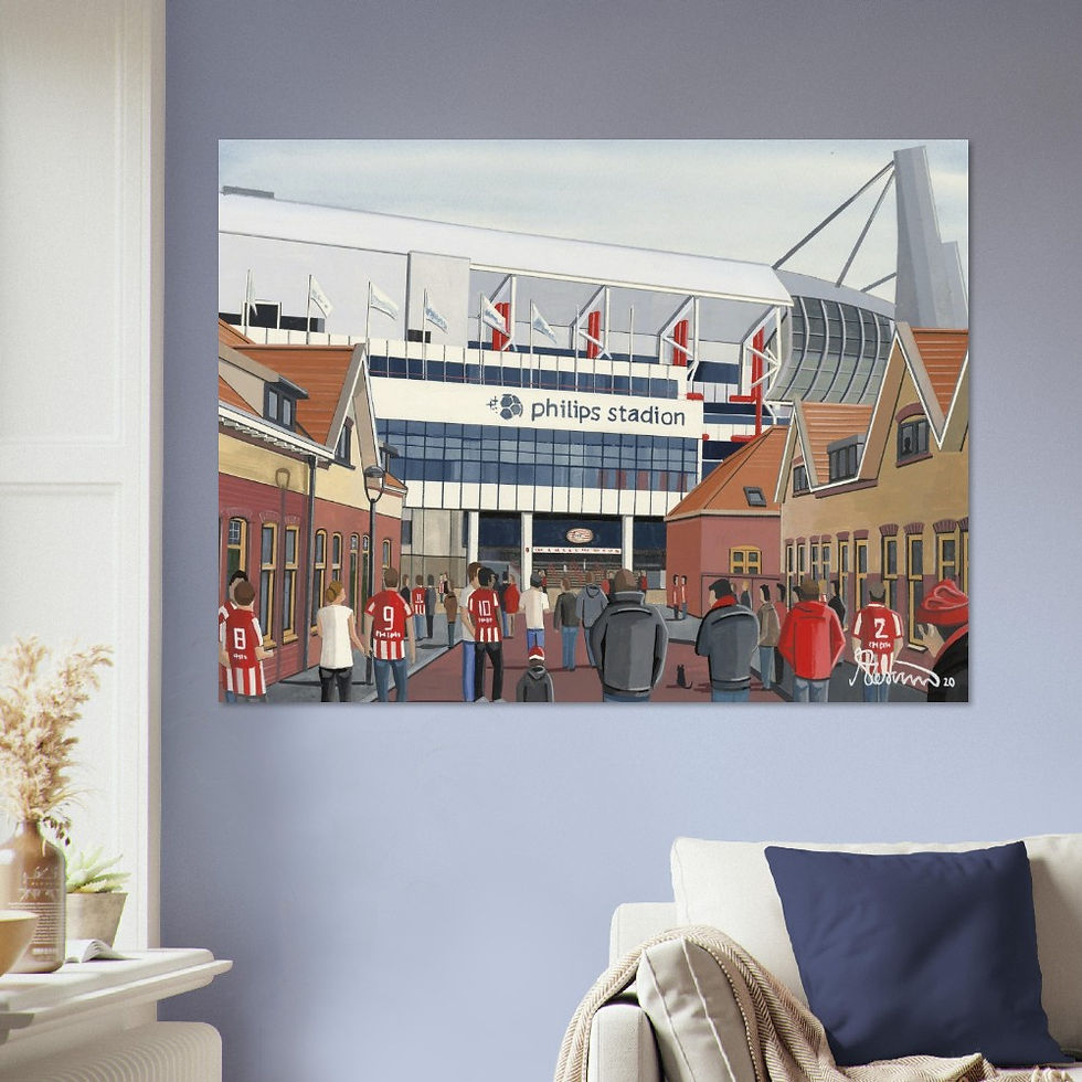 Thumbnail: PSV Eindhoven Philips Stadion   Football Stadium Scene by artist Andrew Robinson andrewrobinsonart.com. Available in fine art print, poster, canvas prints and mugs etc 