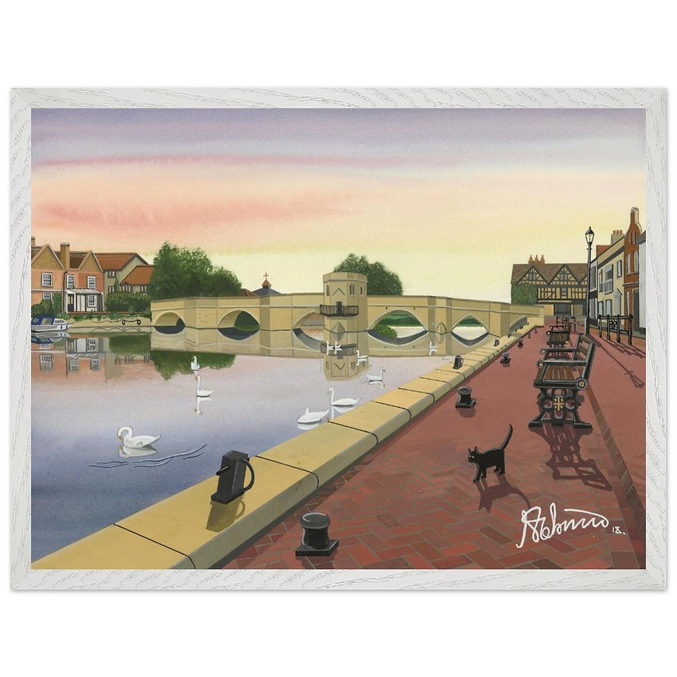 Thumbnail: St Ives Bridge & Chapel, Cambridgeshire Scene by artist Andrew Robinson andrewrobinsonart.com. Available in fine art print, poster, canvas prints and mugs etc