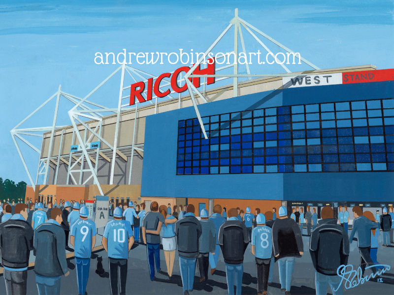 Coventry City FC Football Stadium Scene By Artist Andrew Robinson. andrewrobinsonart.com