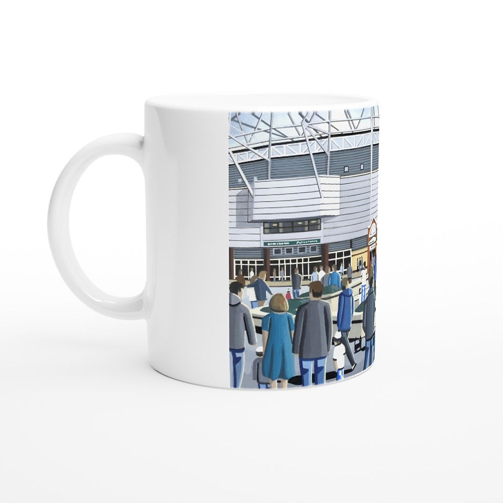Thumbnail: Derby County FC Pride Park football stadium scene by artist Andrew Robinson andrewrobinsonart.com. Available in fine art print, poster, canvas prints and mugs etc 