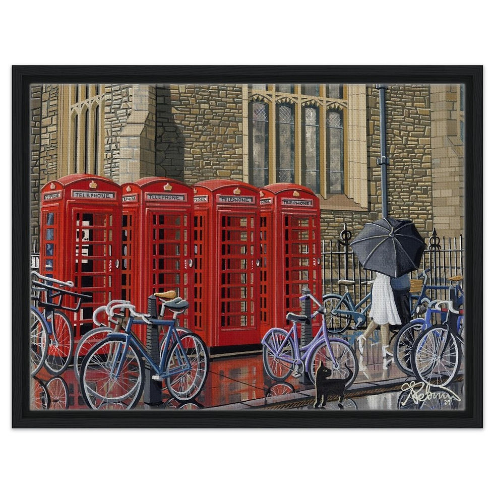 Thumbnail: Cambridge, Market Sq. Framed Canvas Print. Cityscape Landmark Wall Art