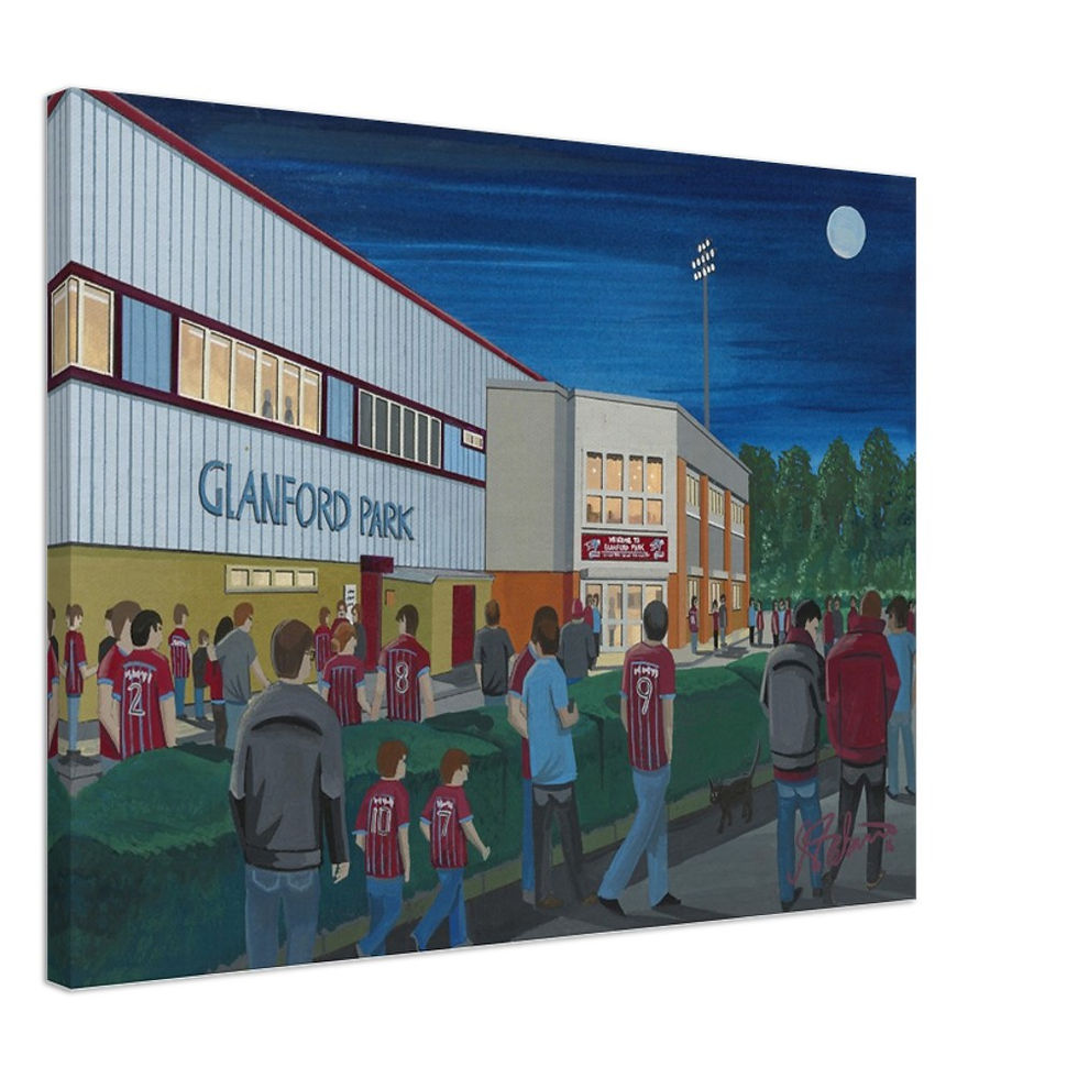 Scunthorpe united F.C, London Stadium By Artist Andrew Robinson andrewrobinsonart.com, Andrew Robinson art .Framed Fine Art Prints, Posters, Canvas Prints, Framed canvas prints, Ceramic Mugs etc sport, football, rugby, NFL