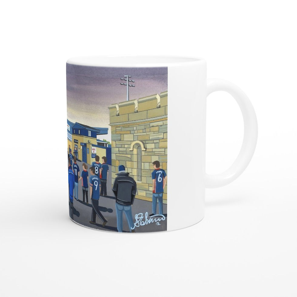 Thumbnail: Ross County Fc Victoria Park Football Stadium Scene by artist Andrew Robinson andrewrobinsonart.com. Available in fine art print, poster, canvas prints and mugs etc 