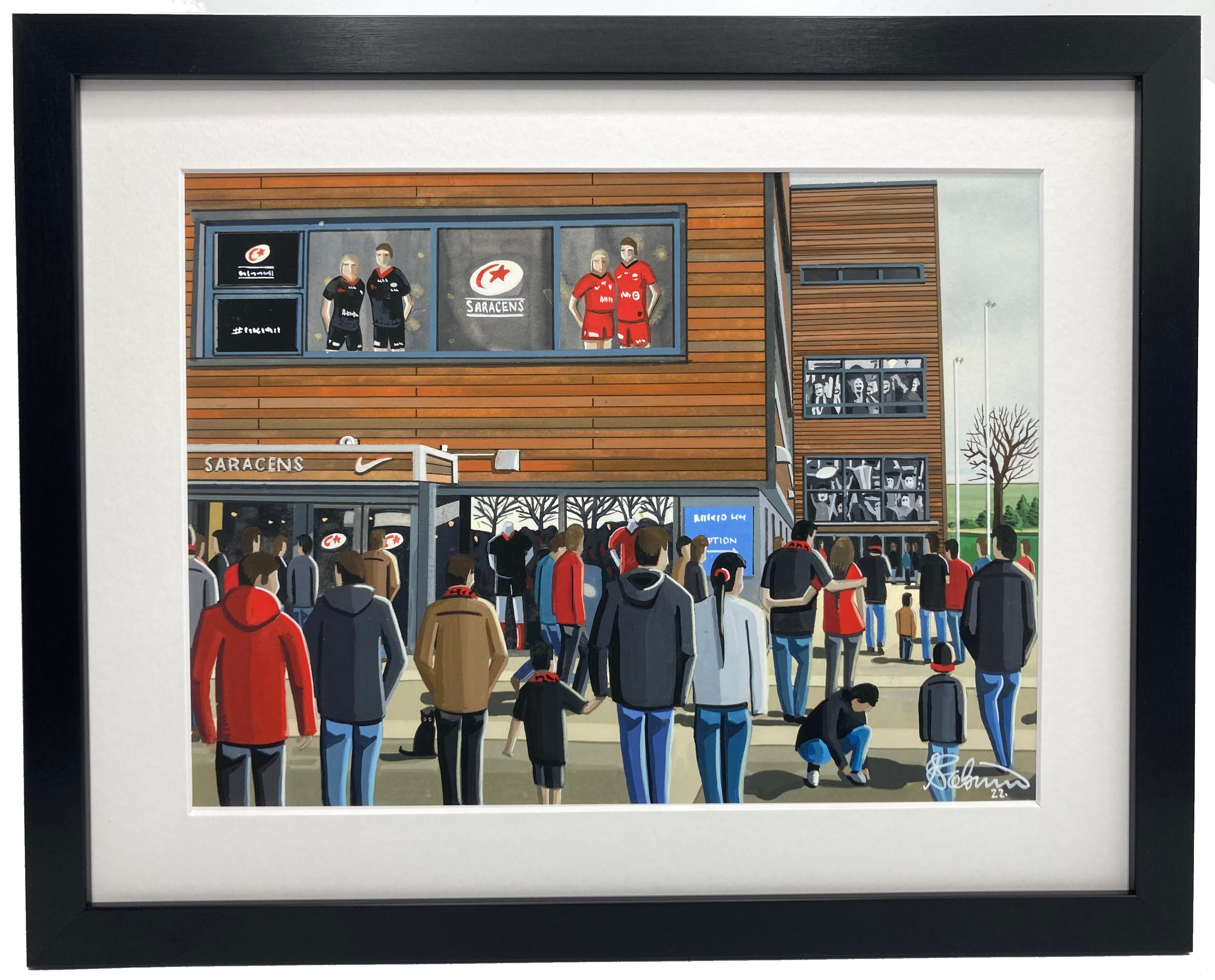 Saracens Rugby. framed rugby club stadium fine art print andrewrobinsonart art gifts. Andrew Robinson Art