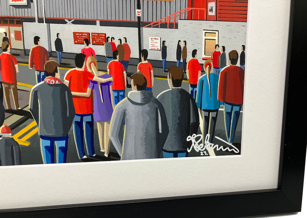 Thumbnail: Leyton Orient Fc Brisbane Road  Football Stadium Scene by artist Andrew Robinson andrewrobinsonart.com. Available in fine art print, poster, canvas prints and mugs etc 