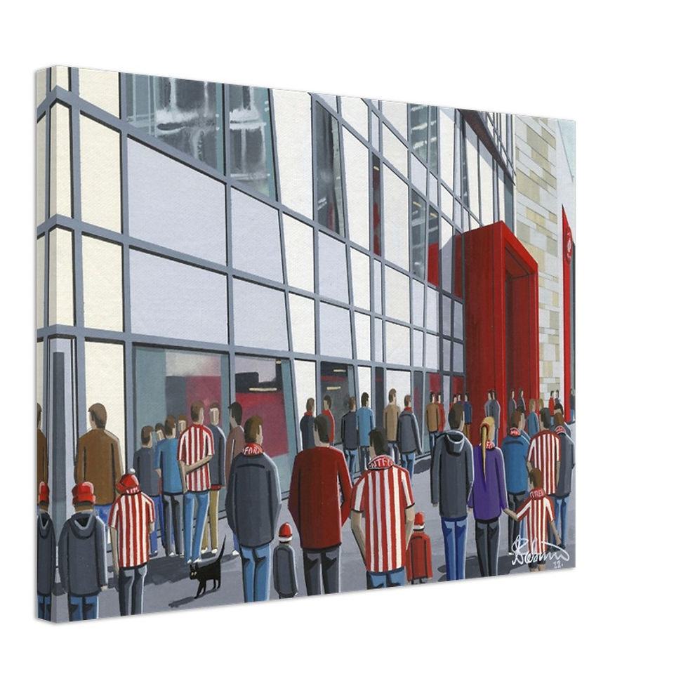 Thumbnail: Brentford FC  Football Stadium By Artist Andrew Robinson andrewrobinsonart.com, Andrew Robinson art .Framed Fine Art Prints, Posters, Canvas Prints, Framed canvas prints, Ceramic Mugs etc sport, football, rugby, NFL